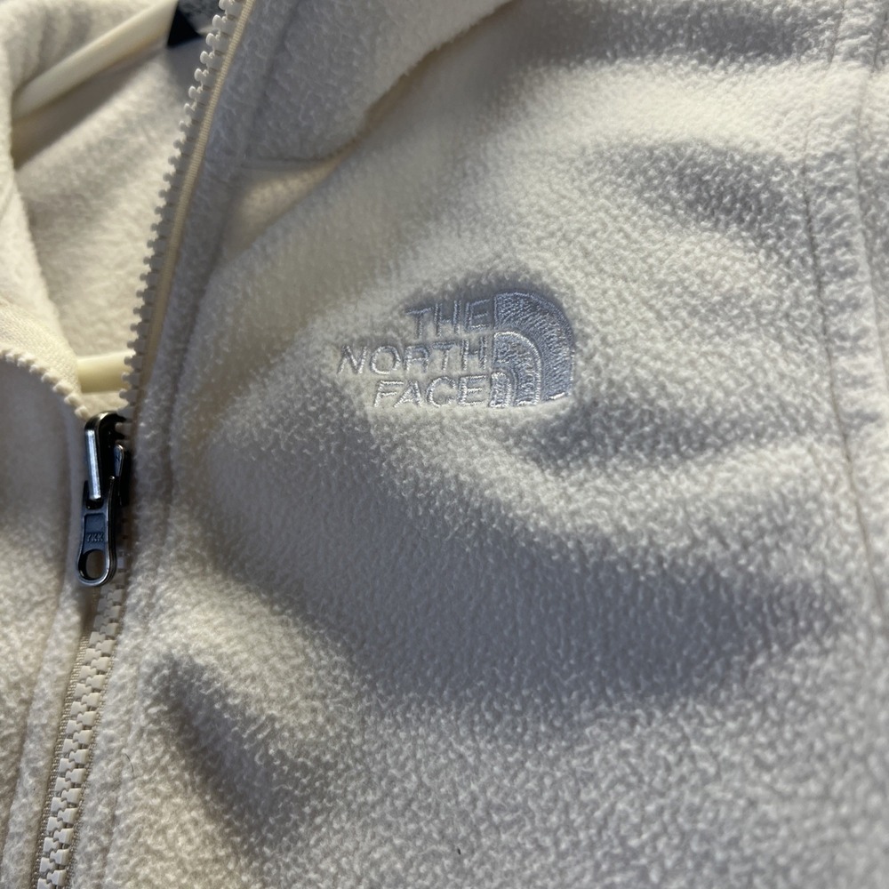 The North Face Jacket Youth Smal White Long Sleeve Full Zip Mock Neck Logo Girls